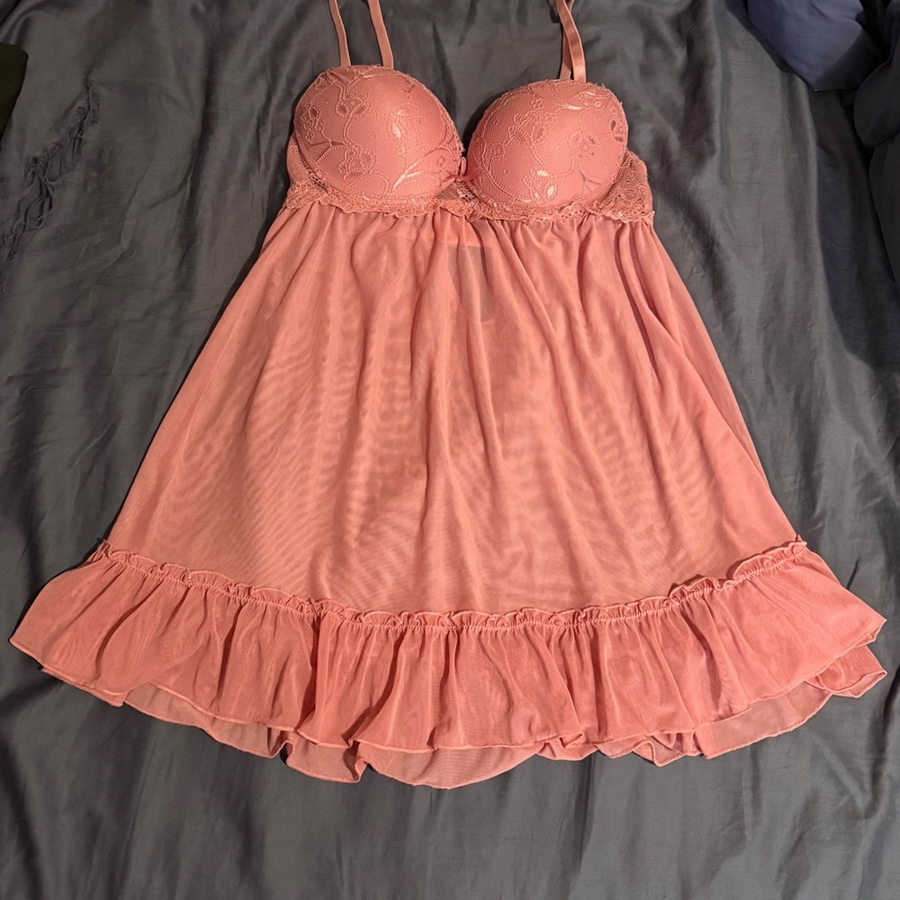 Pink Lace Babydoll lingerie night gown